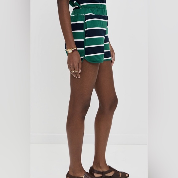 Bailey Rose Striped Green and Navy Women's Shorts - Picture 3 of 11